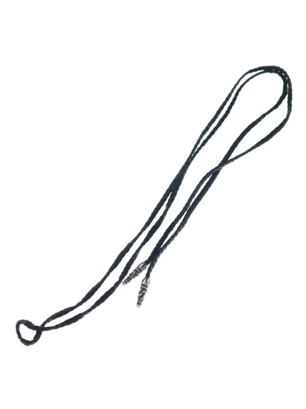 Chrome Hearts Leather Braid Scroll Necklace Braidnecklace Black Silver